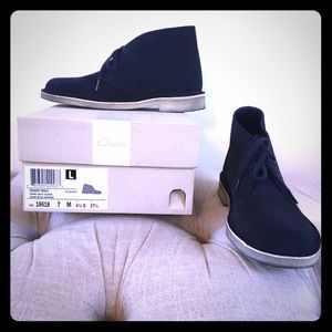 Clarks Navy Chukka Booties